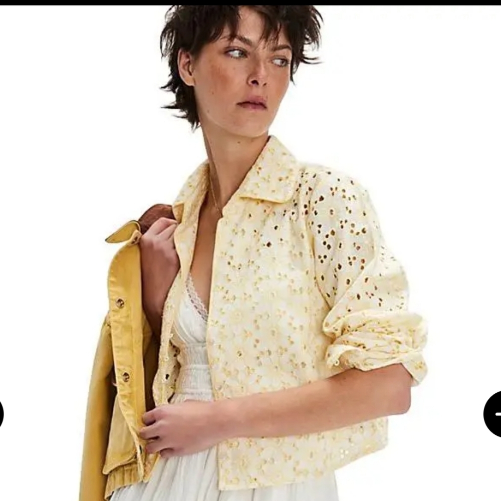 NWT Free People Dream A Little Dream Top Yellow Size L